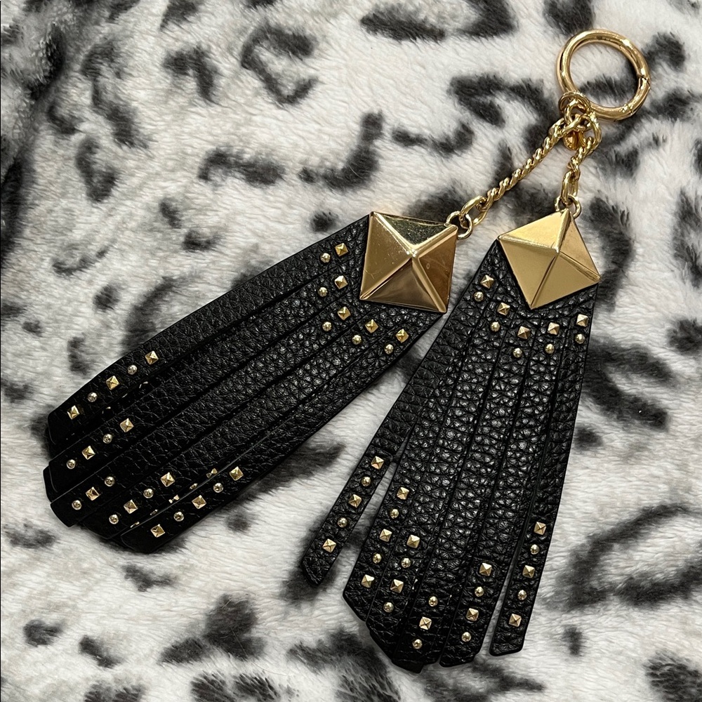 Michael Kors Black and Gold Tassel Fringe Bag Charm